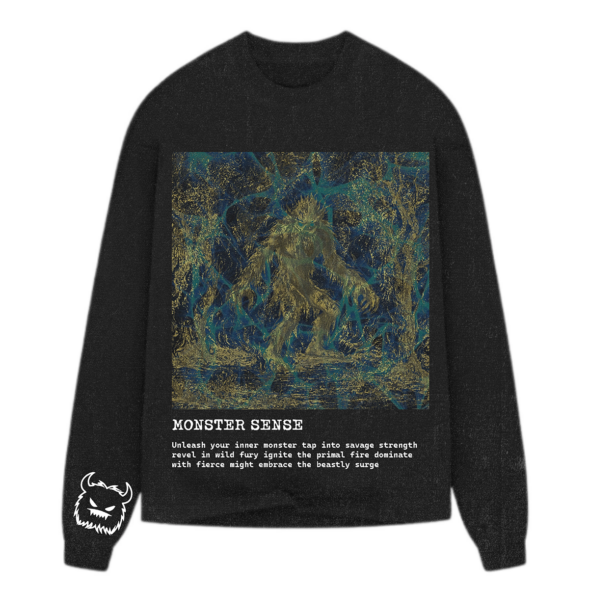 Blue Burning Monster Sweatshirt