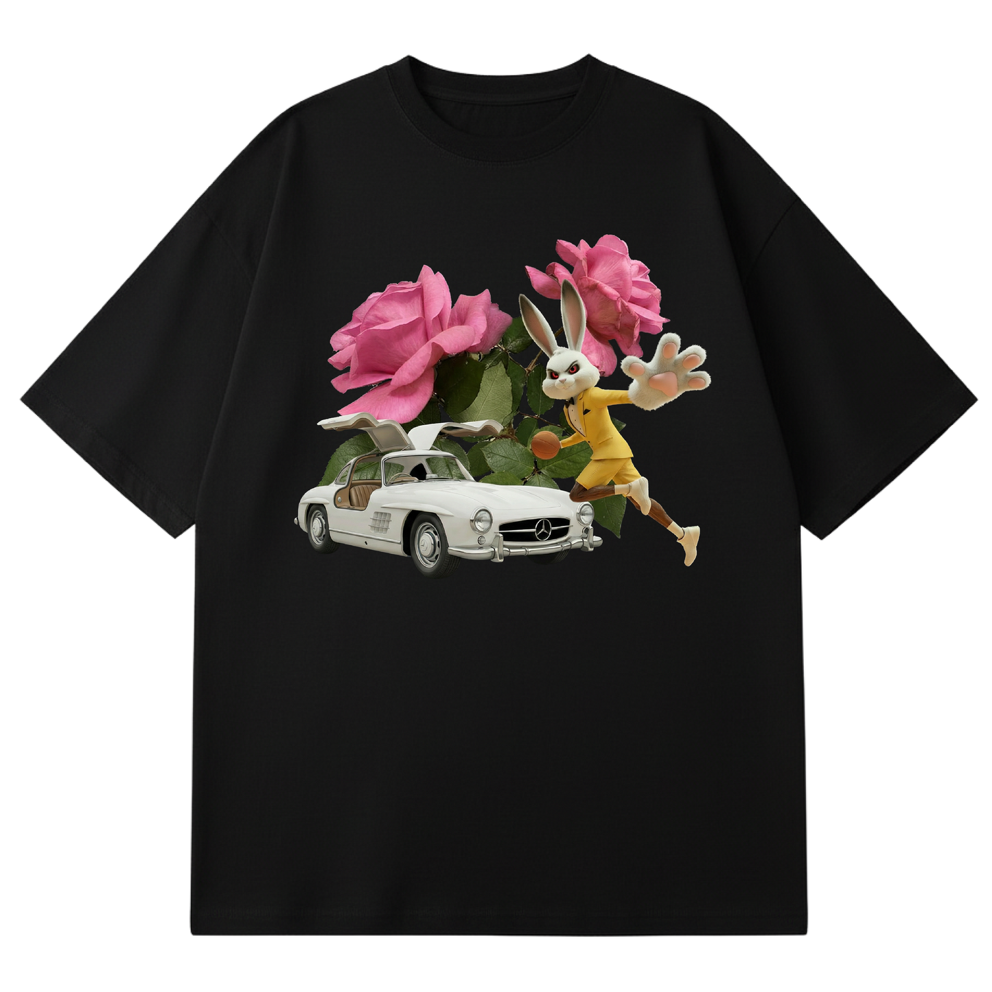 BLACK LEMONADE CORE - MOTHER'S PETALS - PINK FLOWER YELLOW BUNNY (BLACK)