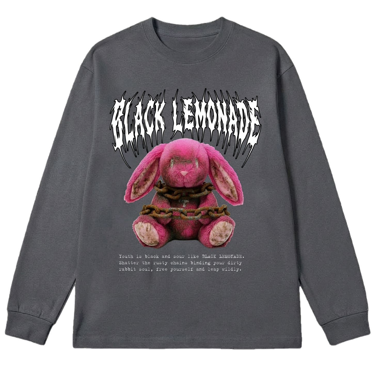BLACK LEMONADE CORE - FREE YOUR PLUSH - CHAINED BUNNY (DARK GREY)